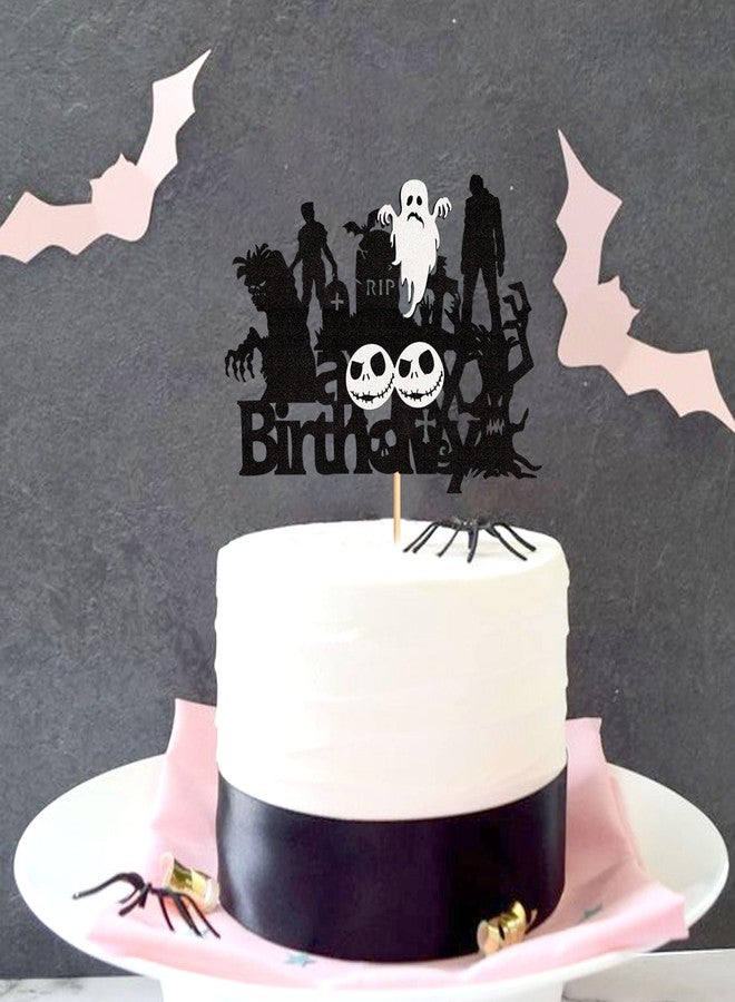Ercadio 1 Pack Zombie Happy Birthday Cake Topper Assembled Glitter Zombies Cake Pick Decorations for Halloween Theme Birthday Baby Shower Party Supplies - Image 4